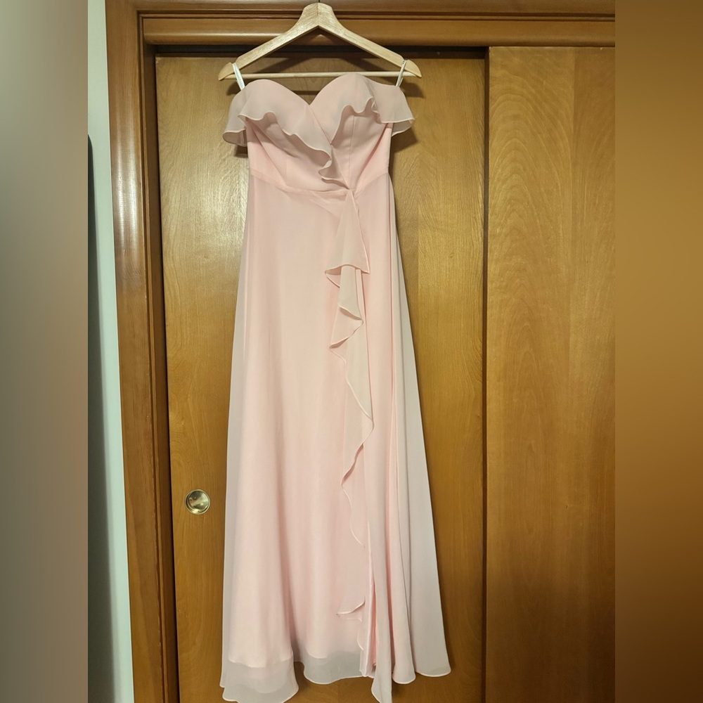 JJs House Soft Pink Ruffle-Trim Maxi Dress
